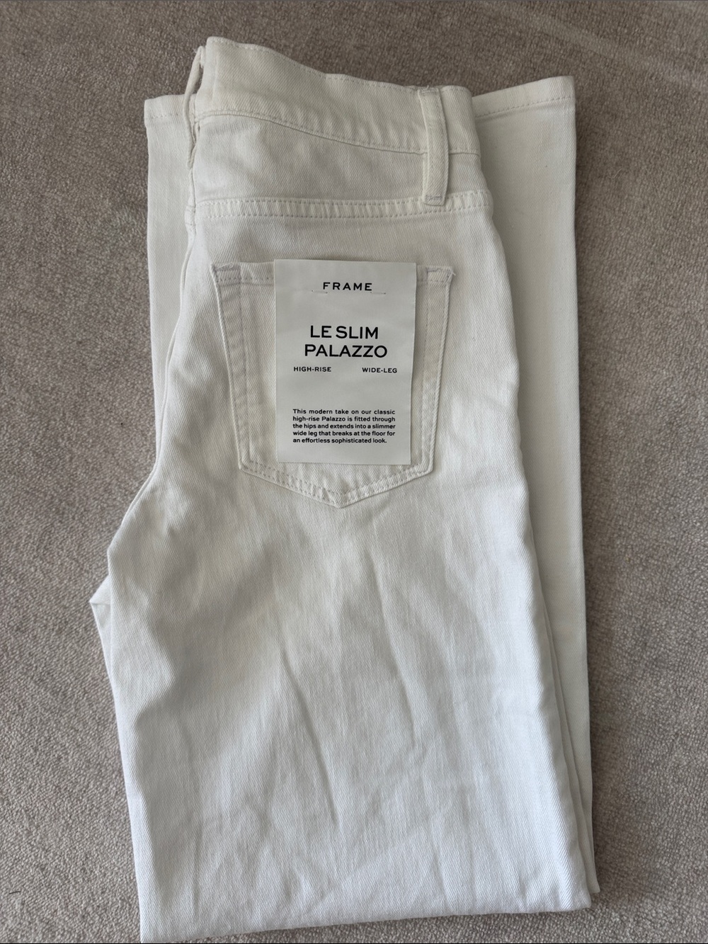 NWT FRAME Le Slim Palazzo High Rise Wide Leg Jeans White Size 27